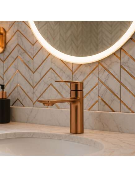 Rea Sanitary Bateria Umywalkowa REA STORM MIEDŹ SZCZOTKOWANA Niska, изображение 4