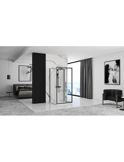 Rea Sanitary Kabina Prysznicowa Przyścienna Rapid Fold Black, изображение 5