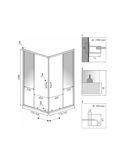 Calani KABINA CALANI VITO 80cx80 BLACK, 5 image