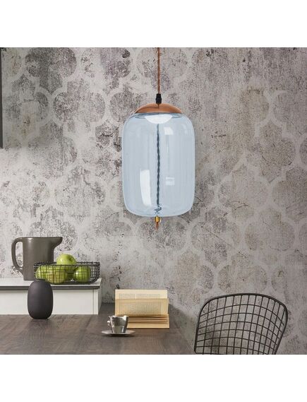 Toolight Lampa LED Sufitowa Wisząca Szklana Niebieska APP443-CP, 3 image