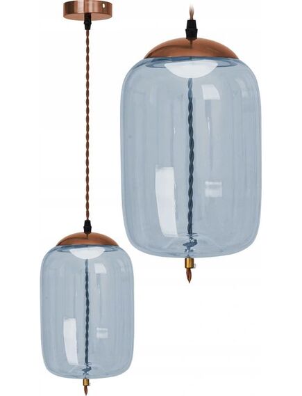 Toolight Lampa LED Sufitowa Wisząca Szklana Niebieska APP443-CP