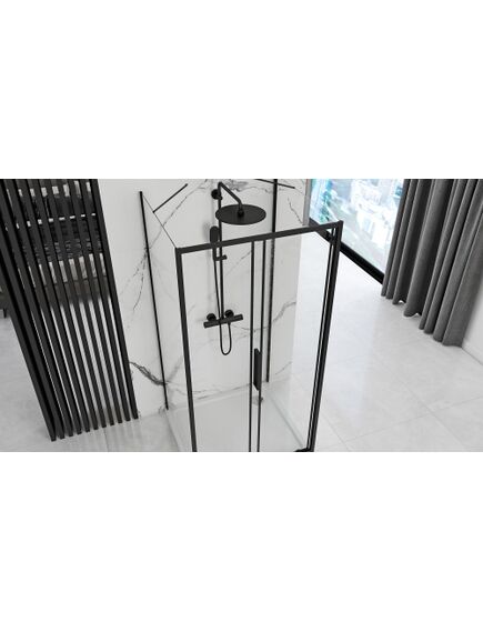 Rea Sanitary Kabina Prysznicowa Przyścienna Rapid Slide Black, изображение 2