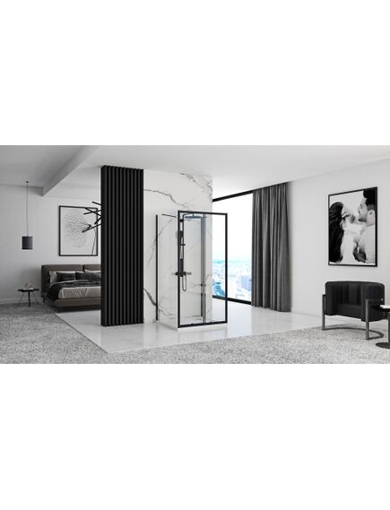 Rea Sanitary Kabina Prysznicowa Przyścienna Rapid Slide Black, изображение 5