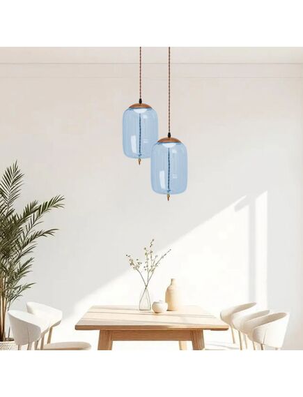 Toolight Lampa LED Sufitowa Wisząca Szklana Niebieska APP443-CP, 5 image