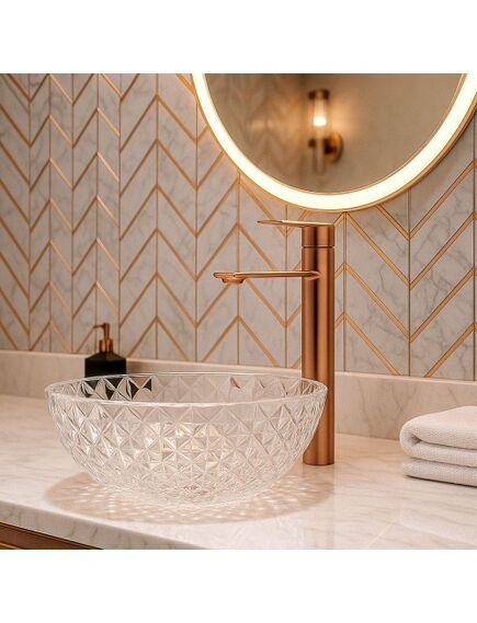 Rea Sanitary Bateria Umywalkowa REA STORM MIEDŹ SZCZOTKOWANA Wysoka, изображение 5