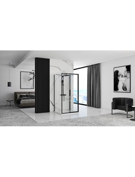 Rea Sanitary Kabina Prysznicowa Przyścienna Rapid Slide Black, 4 image