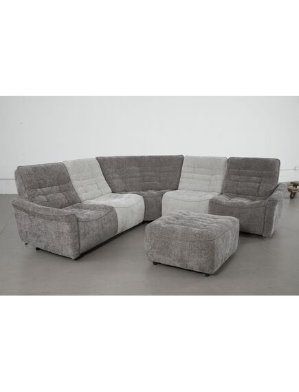 Divans 51303M Paris Brown Burlap Corner Sofa w/pouf