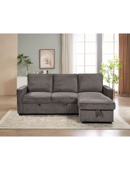 Divans CLEO Dark Taupe Burlap Corner Sofa, изображение 6