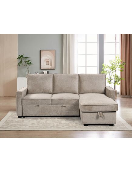 Divans CLEO Light Brown Burlap Corner Sofa, изображение 6