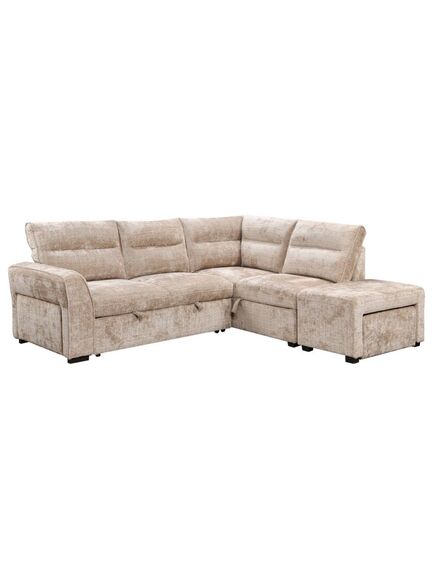 Divans ROCCO Beige Right Chenille Corner Sofa