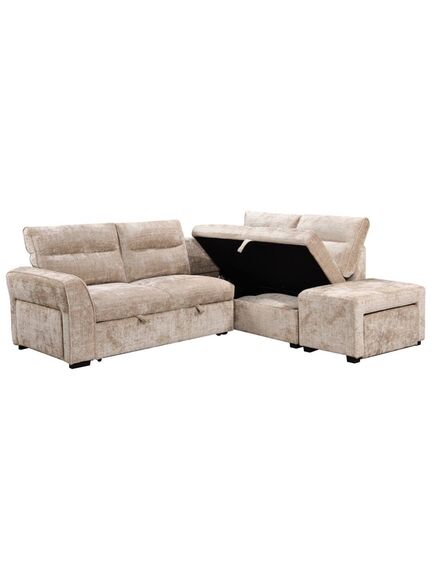 Divans ROCCO Beige Right Chenille Corner Sofa, изображение 4