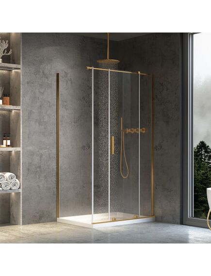 Rea Sanitary Kabina Prysznicowa REA Montana Złota Szczotkowana 120x100, 2 image