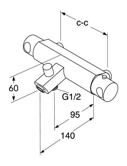Gustavsberg Ūdens maisītājs vannai Coloric termostats Rough Aluminium, 150 c-c - gab., 2 image