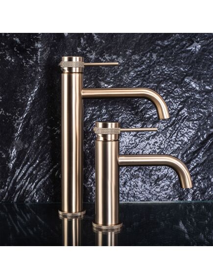 Rea Sanitary Bateria Umywalkowa REA Lungo Grip Złota Szczotkowana Niska, изображение 3