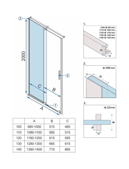 Rea Sanitary Drzwi prysznicowe Rea Montana 100 Złote szczotkowane, изображение 7