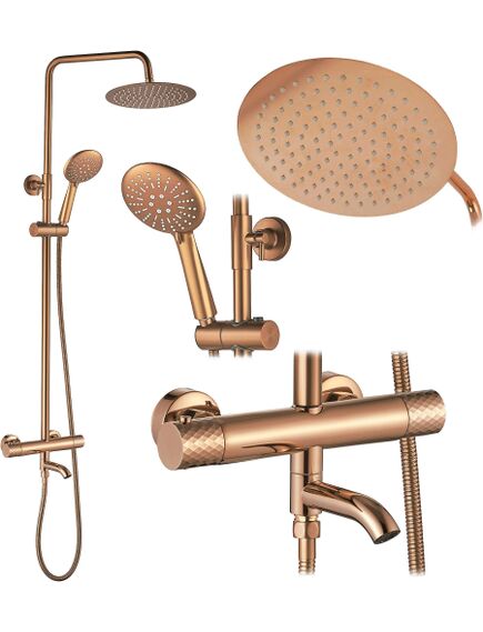 Rea Sanitary Zestaw Prysznicowy Natryskowy Z Termostatem Rea Lungo Diamond Miedziany