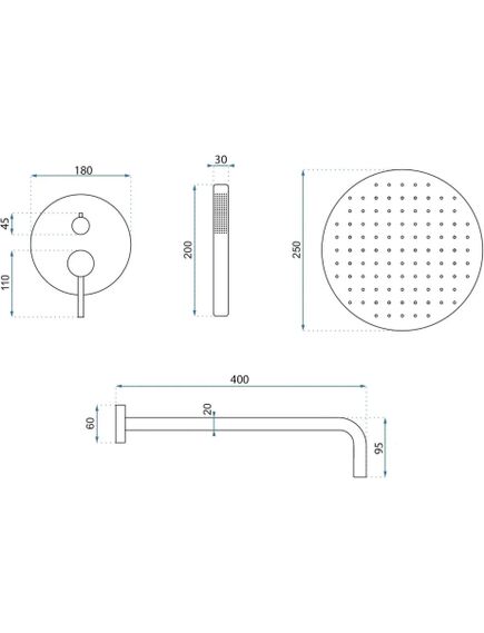 Rea Sanitary Zestaw natryskowy podtynkowy Rea Argon Miedź Szczotkowana  + BOX, 5 image