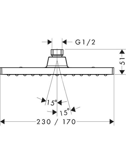 Hansgrohe Vernis Shape 230 augšējā dušas galva, kvadrātveida, melns - gab., 2 image
