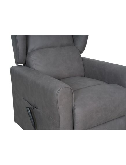 Krēsls GINGER Grey Leather Armchair, 9 image