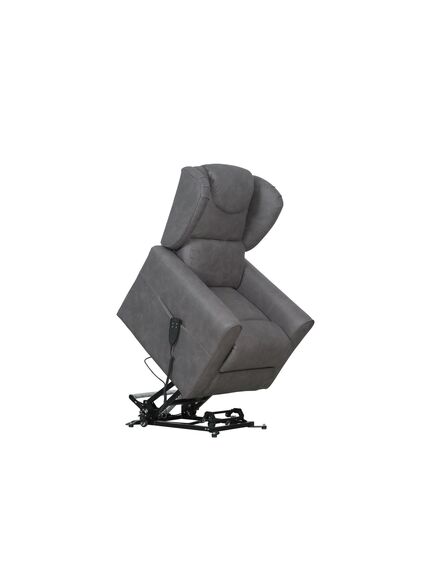 Krēsls GINGER Grey Leather Armchair, 10 image