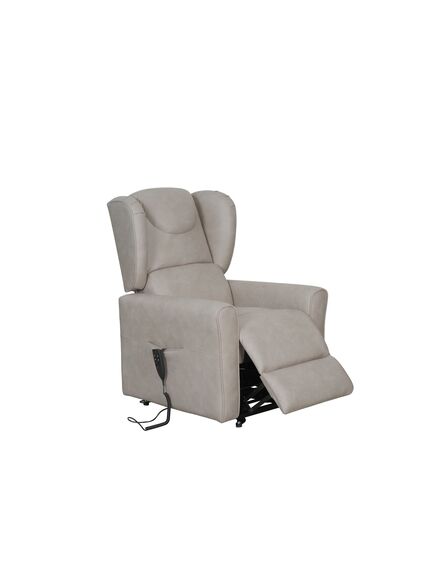 Krēsls GINGER Light Grey Leather Armchair, 8 image