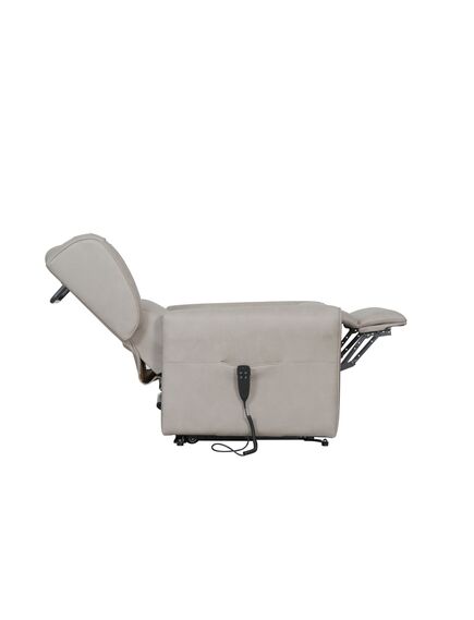 Krēsls GINGER Light Grey Leather Armchair, 9 image