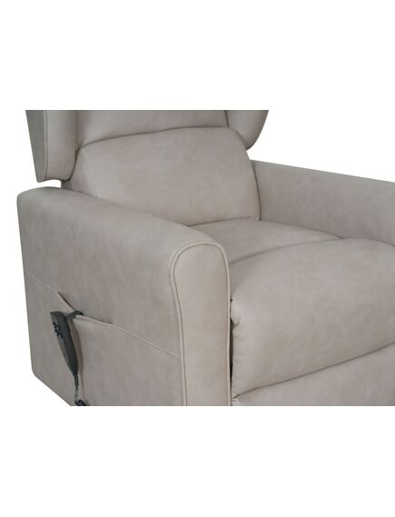 Krēsls GINGER Light Grey Leather Armchair, 5 image