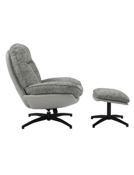 Krēsls ROY Grey Chenille Armchair w/pouf, 4 image