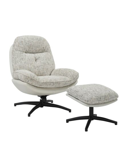 Krēsls ROY Light Grey Chenille Armchair w/pouf