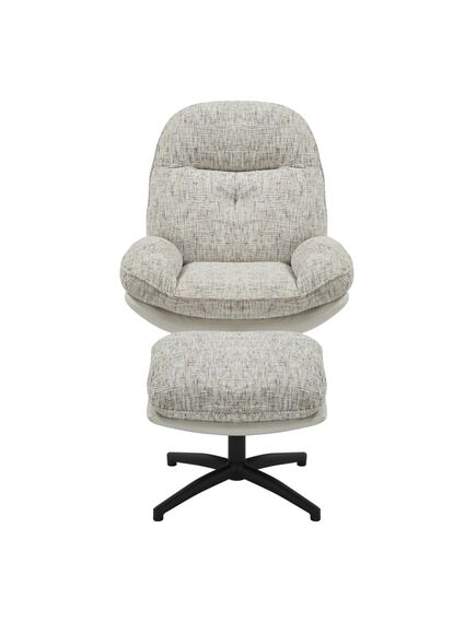 Krēsls ROY Light Grey Chenille Armchair w/pouf, 2 image