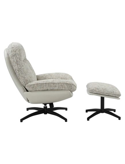 Krēsls ROY Light Grey Chenille Armchair w/pouf, 3 image