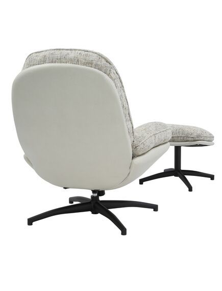 Krēsls ROY Light Grey Chenille Armchair w/pouf, 4 image