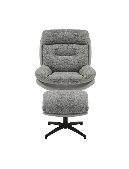 Krēsls YORK Grey Chenille Armchair w/pouf, 3 image