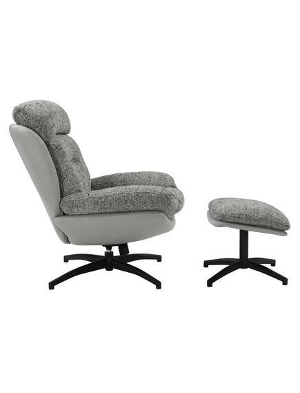 Krēsls YORK Grey Chenille Armchair w/pouf, 4 image