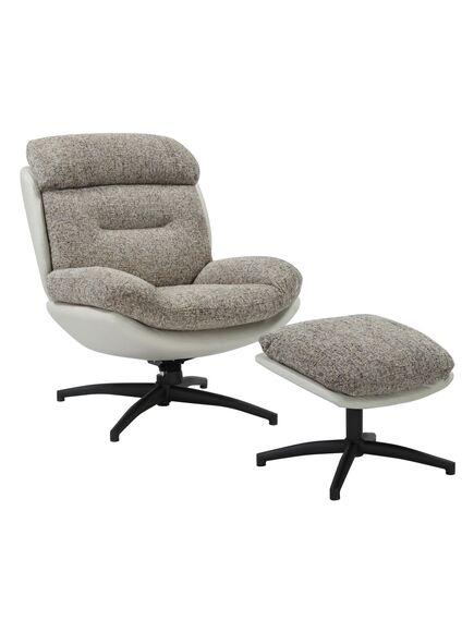 Krēsls YORK Taupe Chenille Armchair w/pouf, 3 image