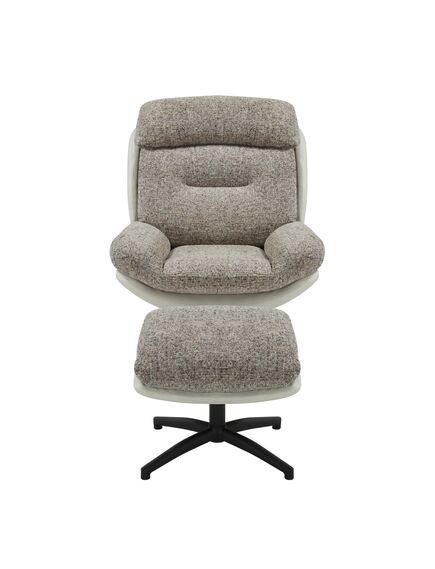 Krēsls YORK Taupe Chenille Armchair w/pouf, 4 image