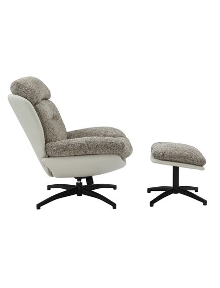 Krēsls YORK Taupe Chenille Armchair w/pouf