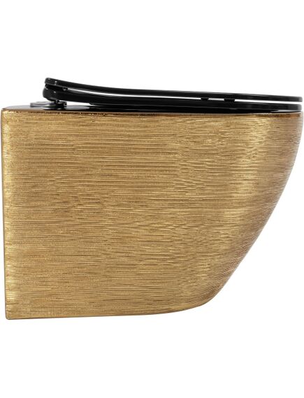 Rea Sanitary Misa WC podwieszana Rea Carlo Mini Tornado Czarna Złota szczotkowana, 5 image