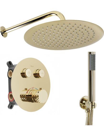 Rea Sanitary Zestaw natryskowy podtynkowy z termostatem Rea Lungo Diamond Złoty+ BOX