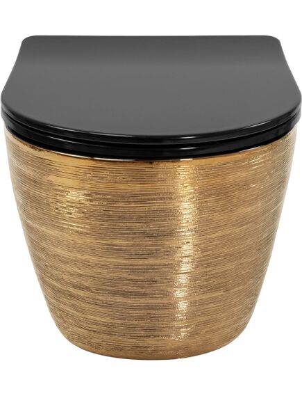 Rea Sanitary Misa WC podwieszana Rea Carlo Mini Tornado Czarna Złota szczotkowana, 3 image