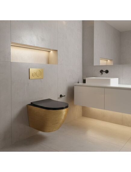 Rea Sanitary Misa WC podwieszana Rea Carlo Mini Tornado Czarna Złota szczotkowana, 2 image