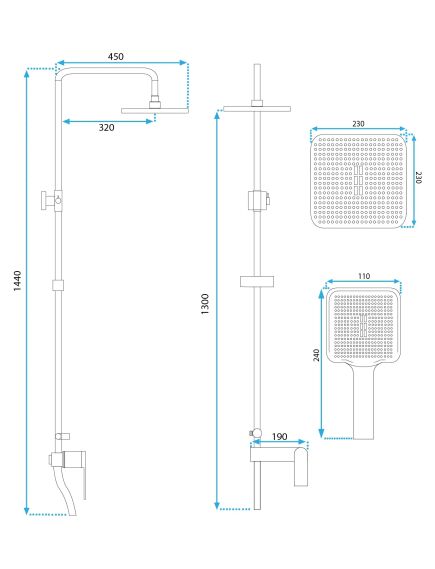Rea Sanitary Zestaw Prysznicowy REA STORM ZŁOTY SZCZOTKOWANY, 6 image