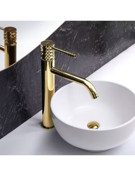 Rea Sanitary Bateria Umywalkowa Rea Lungo Diamond Złota Wysoka, изображение 2