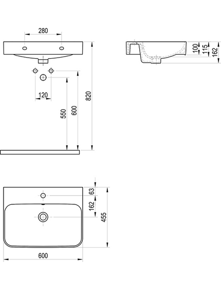 Washbasin Ellen 600 ceramic white, изображение 2
