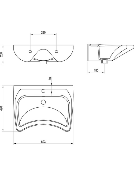 Washbasin Safe 600 ceramic white, изображение 2