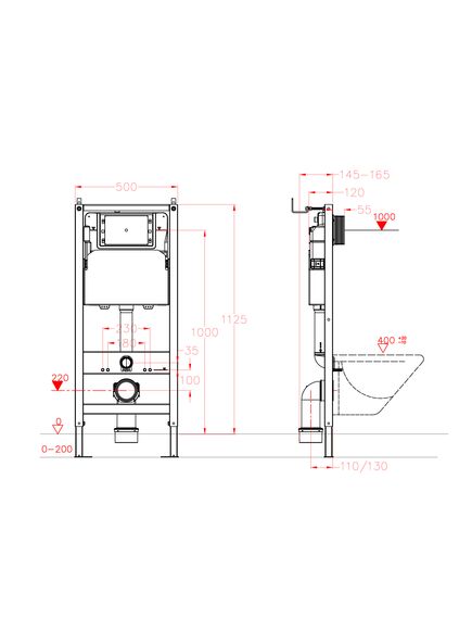 Vento Piekarināmās tualetes komplekts VENTO 5 in 1- Pods Hugge ar vāku SC balts, iebūvējamais rāmis podam 500X165mm, h=1125 mm, taustiņš  hroms, s, 6 image