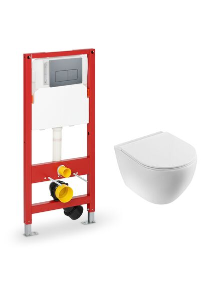 Vento Piekarināmās tualetes komplekts VENTO 5 in 1- Pods Hugge ar vāku SC balts, iebūvējamais rāmis podam 500X165mm, h=1125 mm, taustiņš  hroms, s