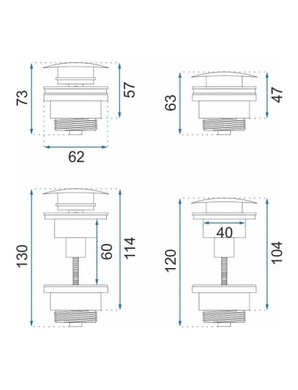 Rea Sanitary Korek umywalkowy uniwersalny klik-klak Rea Szczotkowany Nikiel, 3 image