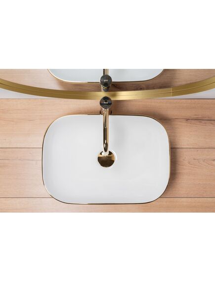 Rea Sanitary Umywalka nablatowa Rea Belinda White GOLD BRUSH, 3 image