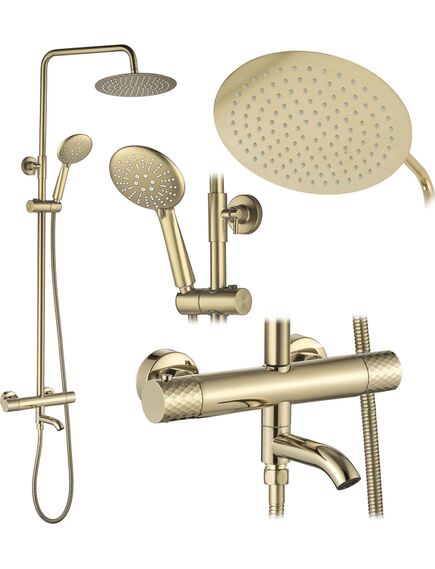 Rea Sanitary Zestaw Prysznicowy Natryskowy Z Termostatem Rea Lungo Diamond Złoty